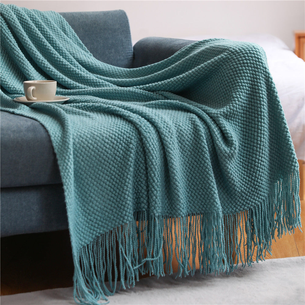 Textured Fringe Throw Blanket