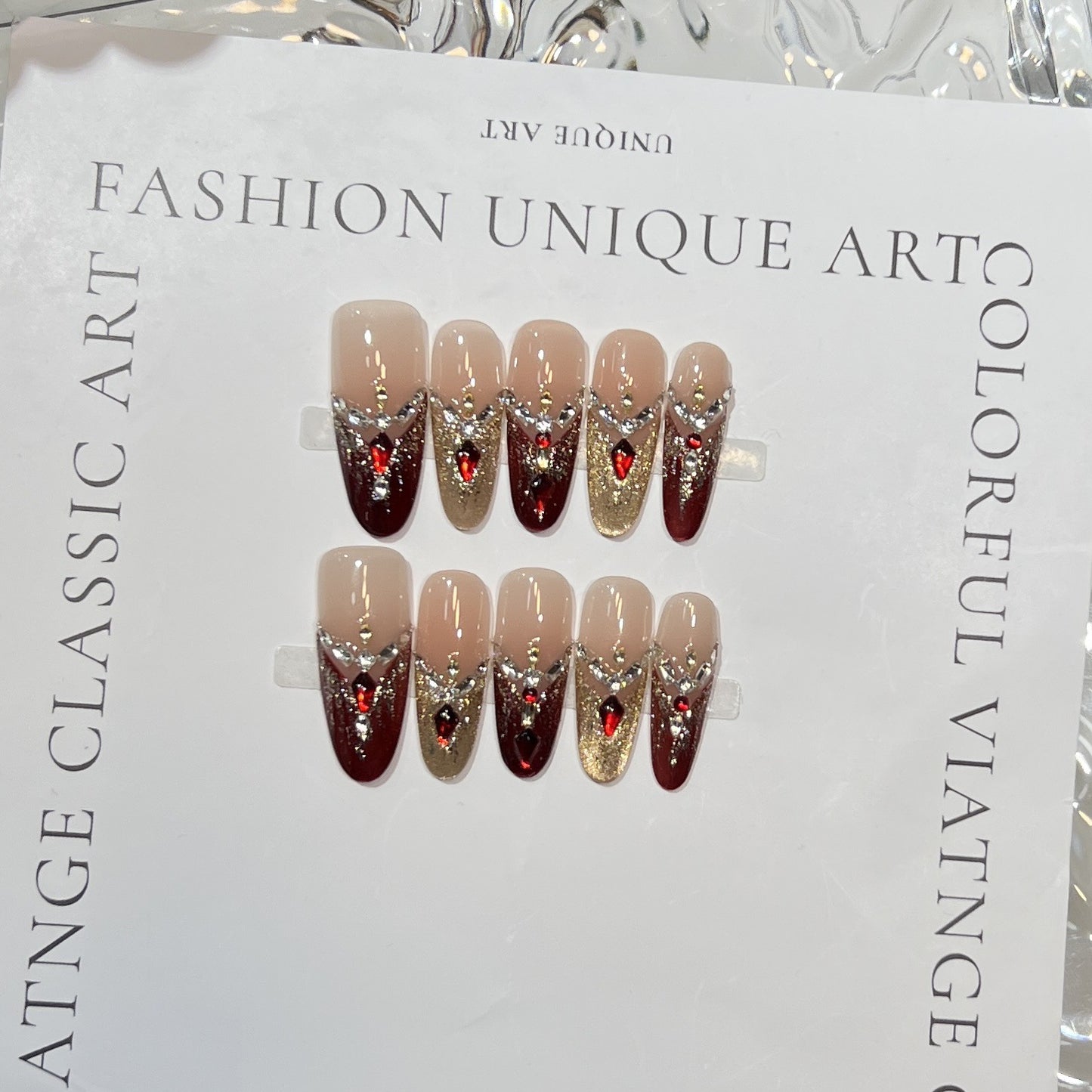 Premium Press-On Nail Art Set with Elegant Heart & Leaf Design Acalora