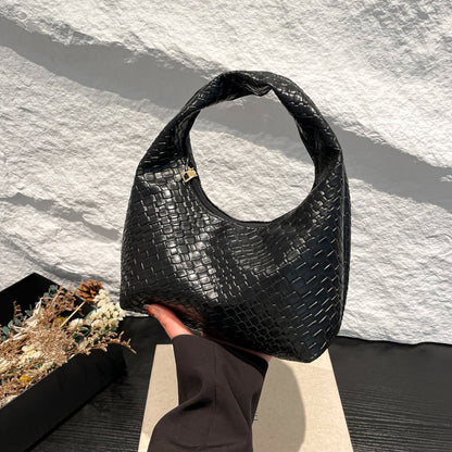 Textured Faux Leather Hobo Bag Acalora