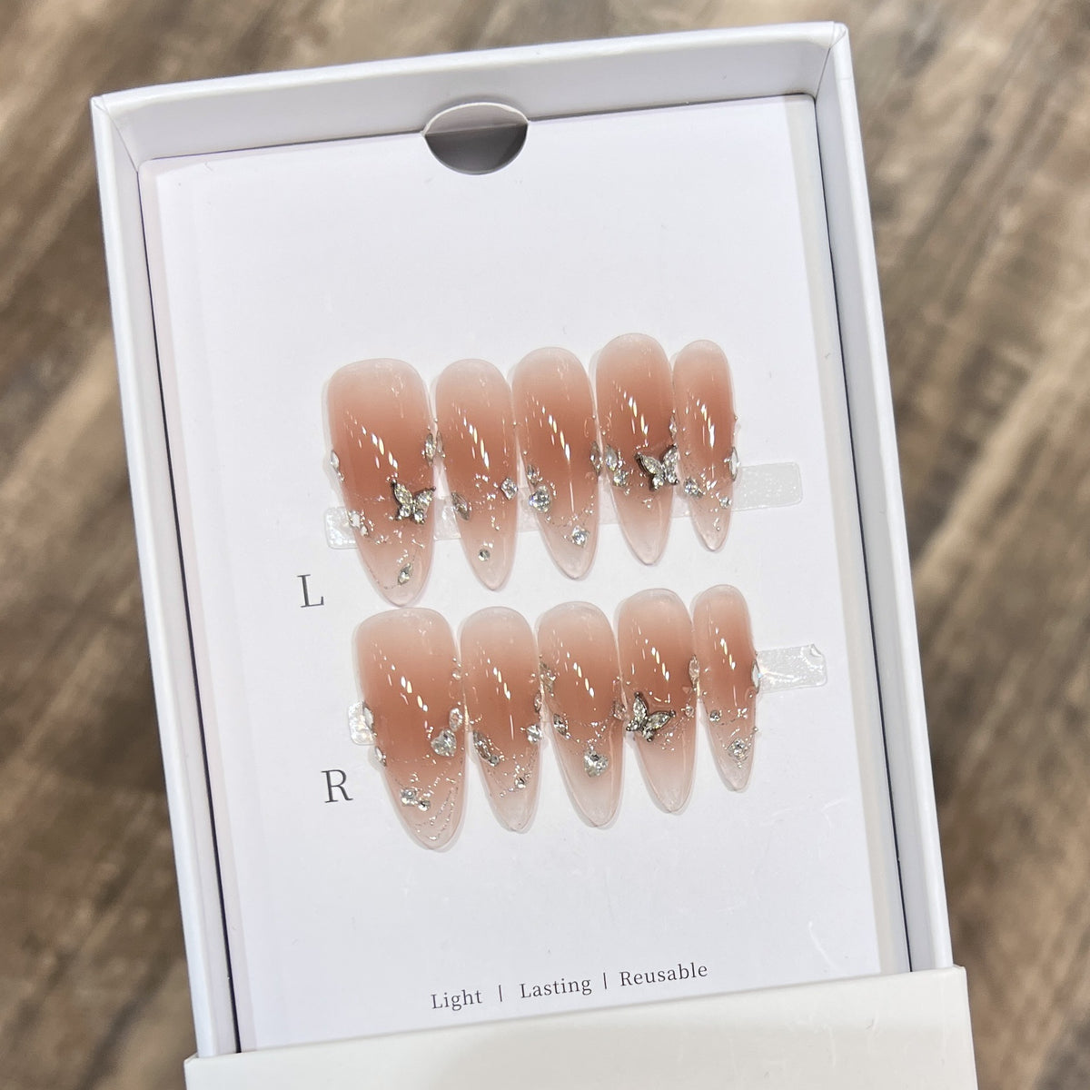 Handcrafted Stiletto Press-On Nail Set with Gemstone Accents Acalora