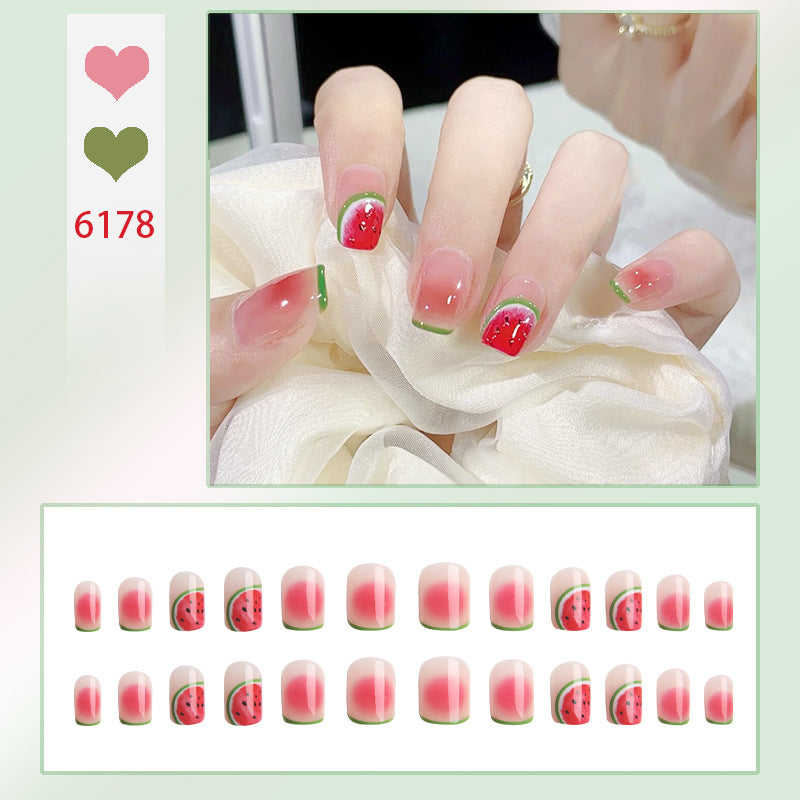 Creative acrylic nail set with watermelon pattern Acalora