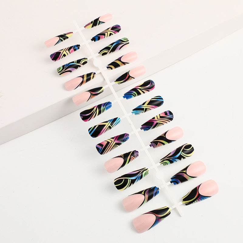 Artificial nail tips with colorful abstract design Acalora