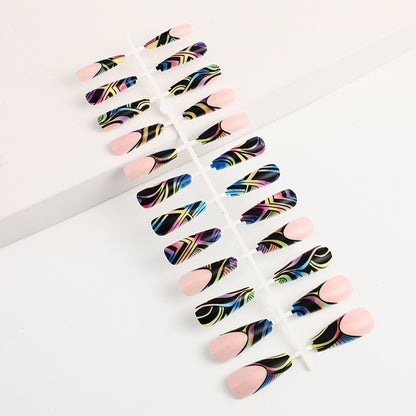 Artificial nail tips with colorful abstract design Acalora