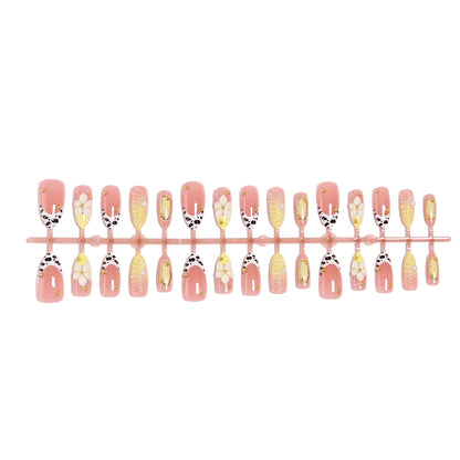 Artificial nail set with floral and golden applications Acalora