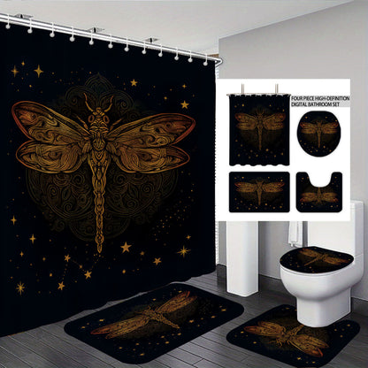 Digital Dragonfly-Themed Bathroom Set