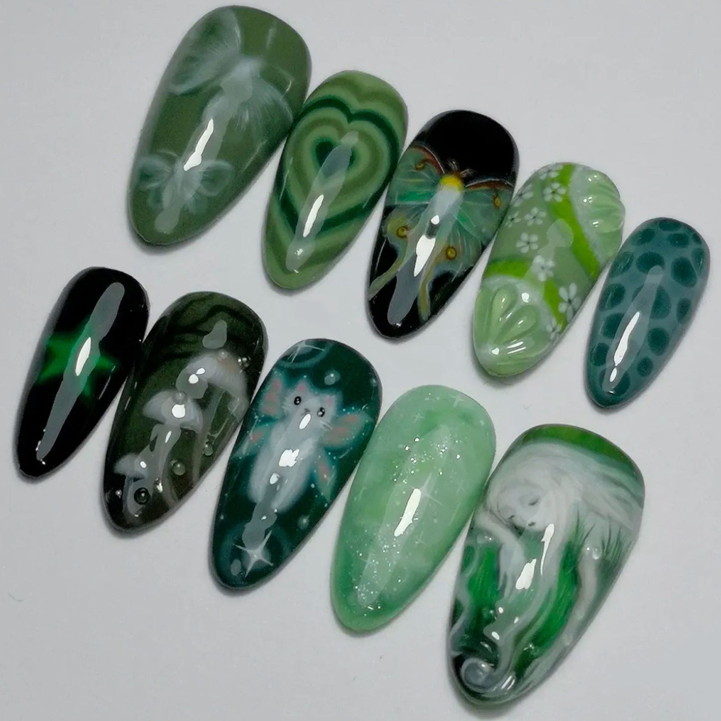 Artistic 3D Sea-Inspired Press-On Nail Art Acalora