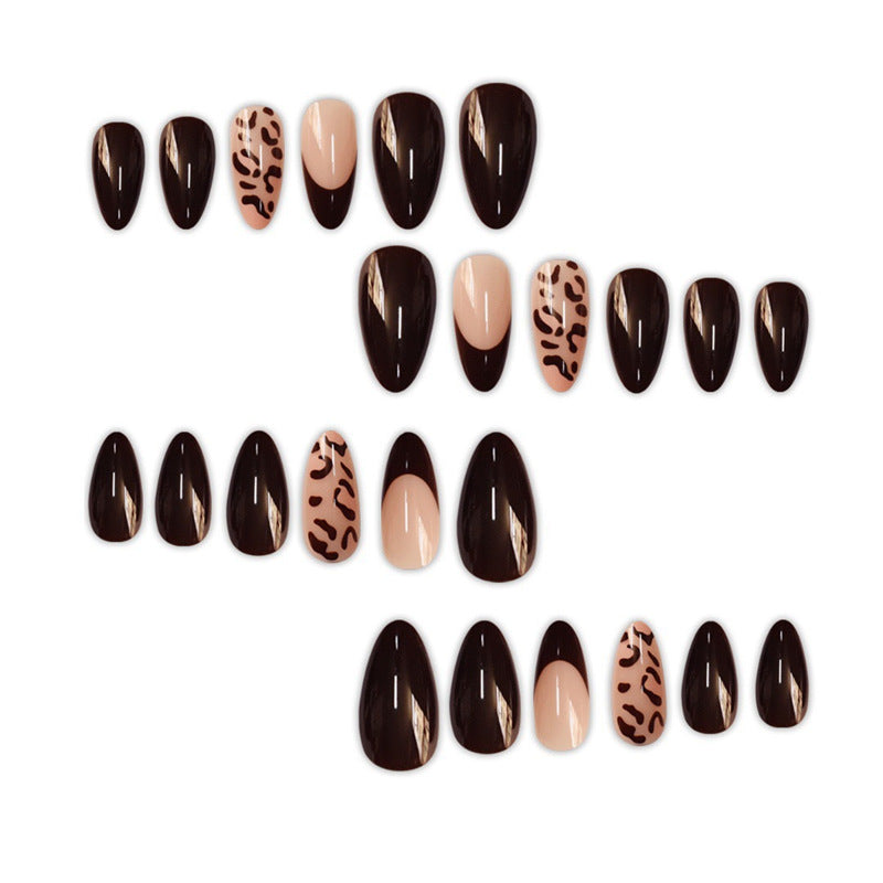 Elegant Stiletto Press-On Nails with Animal Print Design Acalora