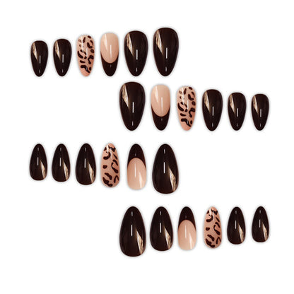 Elegant Stiletto Press-On Nails with Animal Print Design Acalora