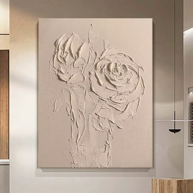 Textured Floral Relief Canvas Art