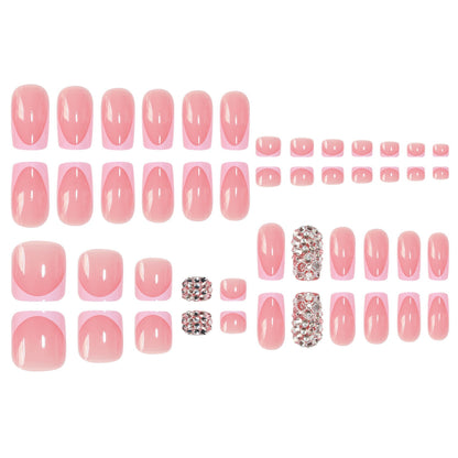 Elegant Press-On Nail Set with Rhinestone Accents Acalora