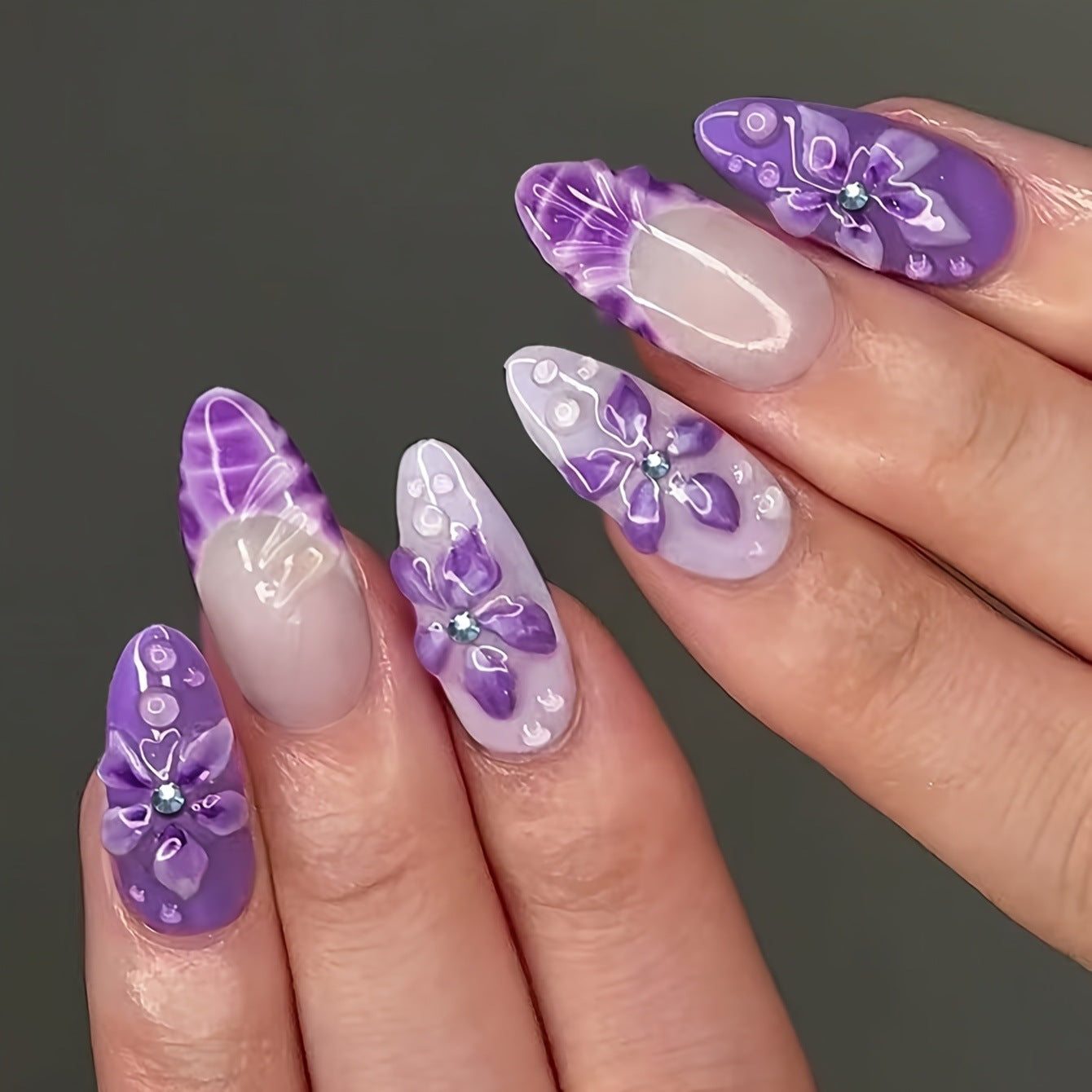 Premium Floral Press-On Nails Acalora