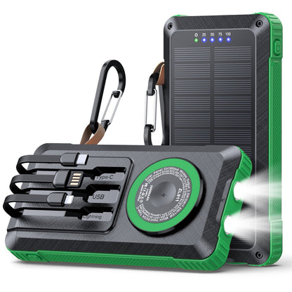 Solar Powerbank with Multifunctional LED Light and Integrated Charging Cable Bowlift