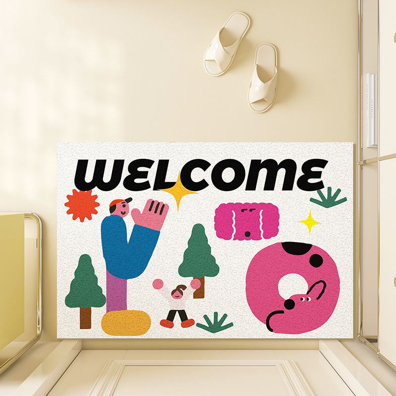 Playful Illustrated Welcome Mat