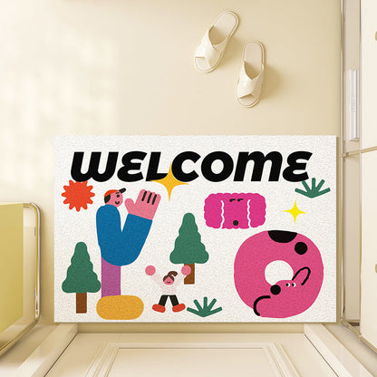 Playful Illustrated Welcome Mat