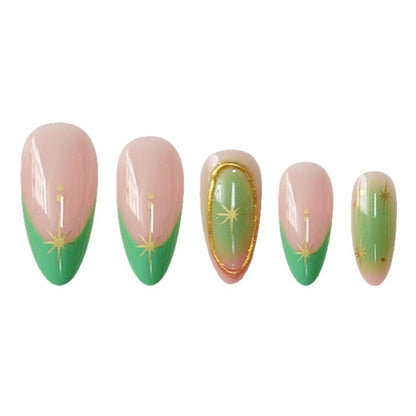 Artistic Press-On Nail Set with Star Accents Acalora