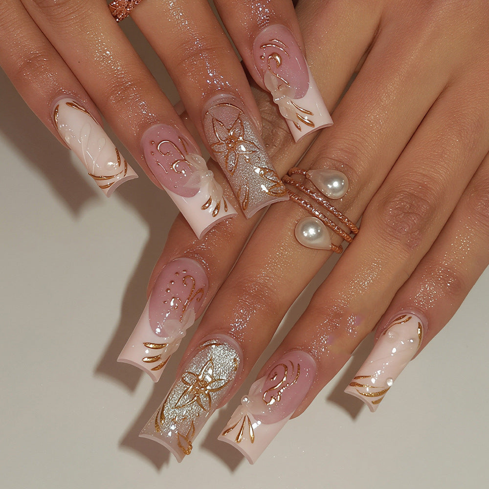 Decorative Long Press-On Nail Art Set Acalora