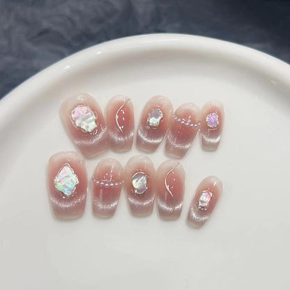 Decorative Press-On Nail Collection with Gemstone Accents Acalora
