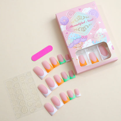 Artistic Press-On Nail Set with Unique Colorful Tips Acalora