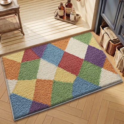 Textured Geometric Bath Rug