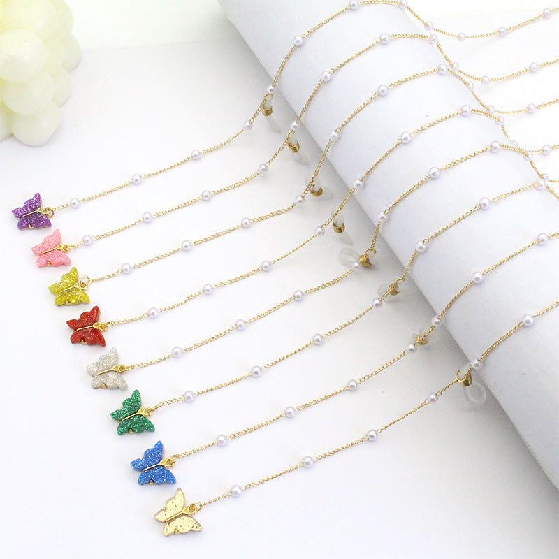 Butterfly-Embellished Eyewear Chain Acalora