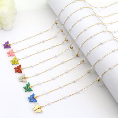 Butterfly-Embellished Eyewear Chain Acalora