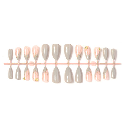Elegant Press-On Nail Art Set with Decorative Floral Accents Acalora