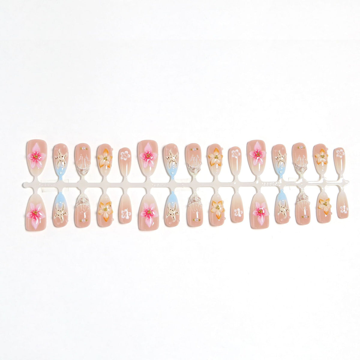 Artificial nail set with filigree flower and glitter details Acalora