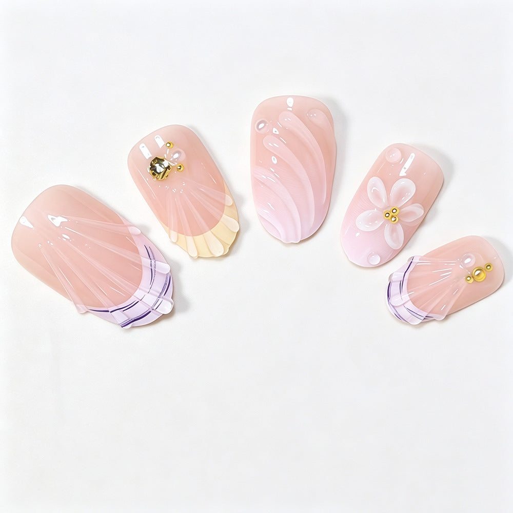 Artistic Floral Gel Nail Extensions Acalora