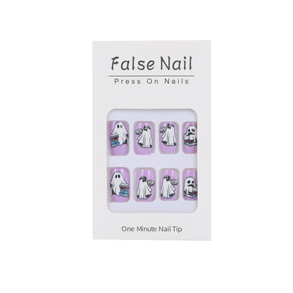 Artificial nails with playful ghost design Acalora