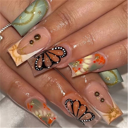 Artistic Press-On Nail Set with Premium Embellishments Acalora