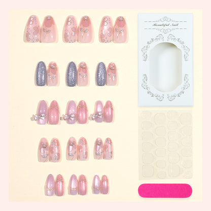 Decorative Floral-Embellished Press-On Nail Set Acalora