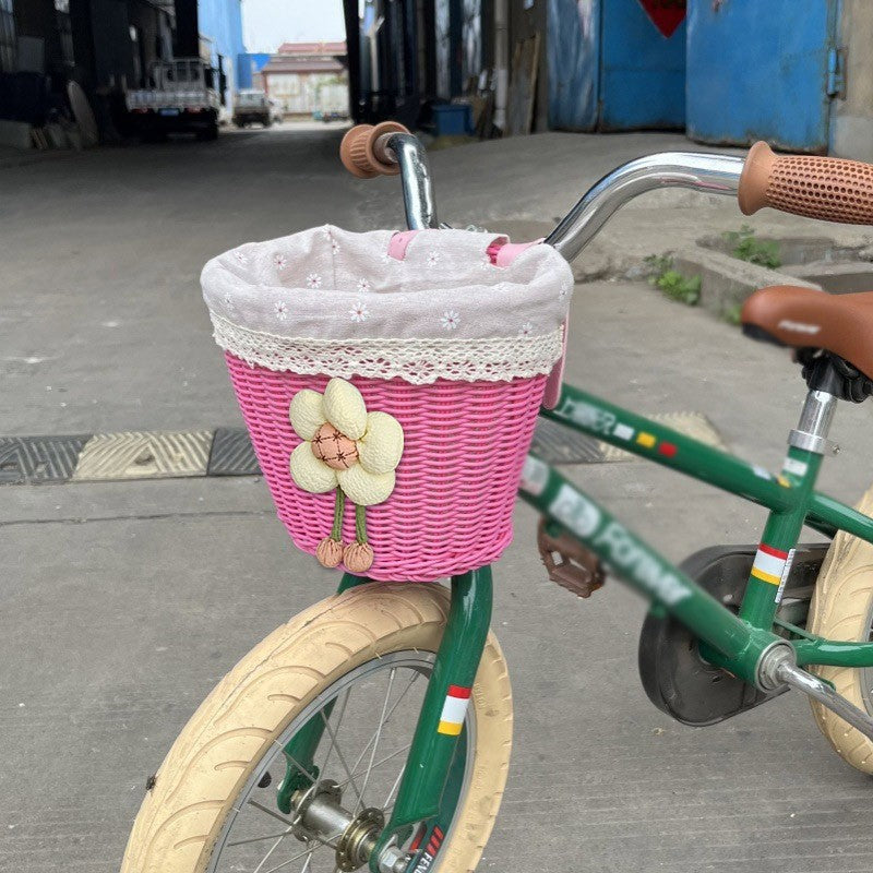 Floral-Embellished Bicycle Basket Bowlift