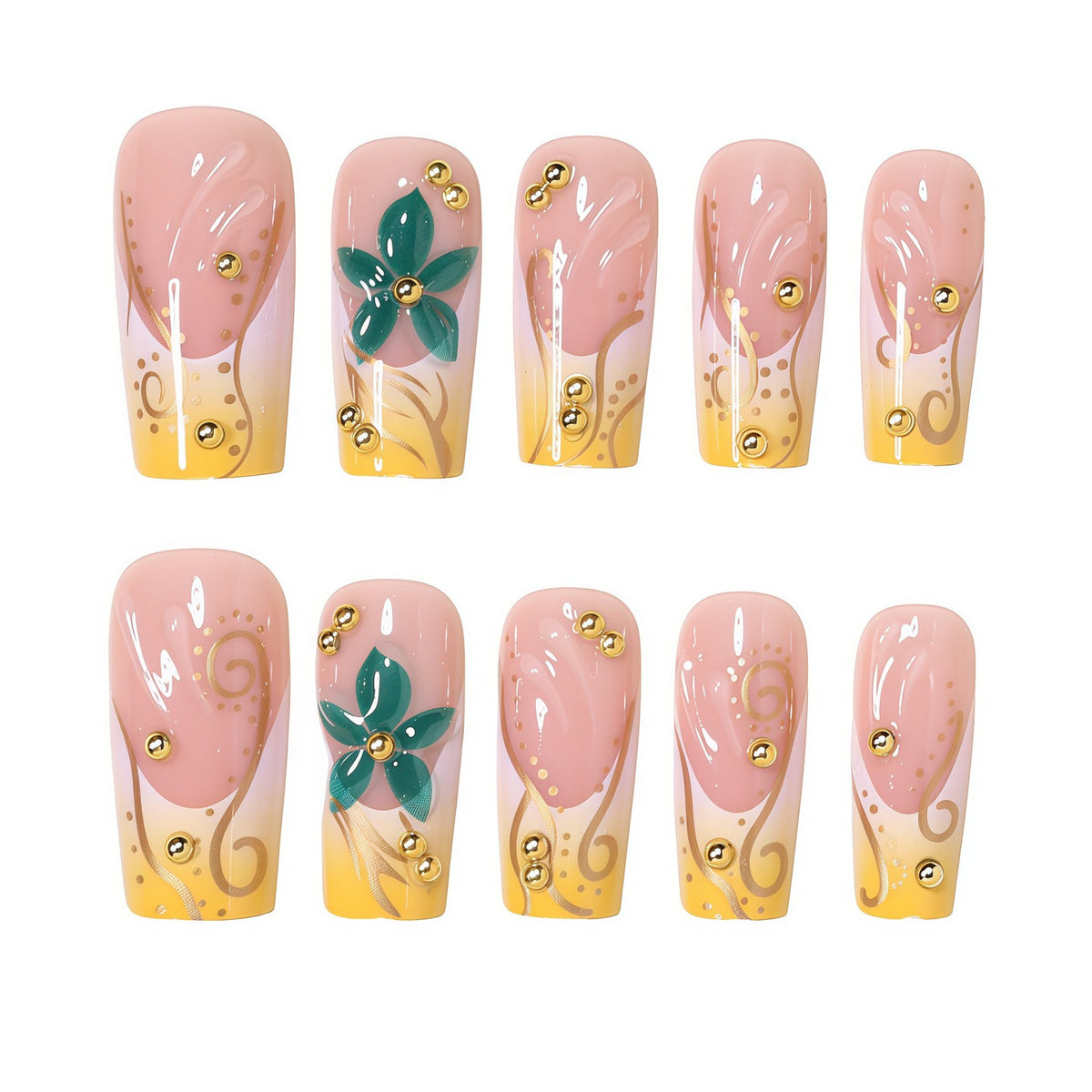 Elegant Floral Nail Art Extensions Acalora
