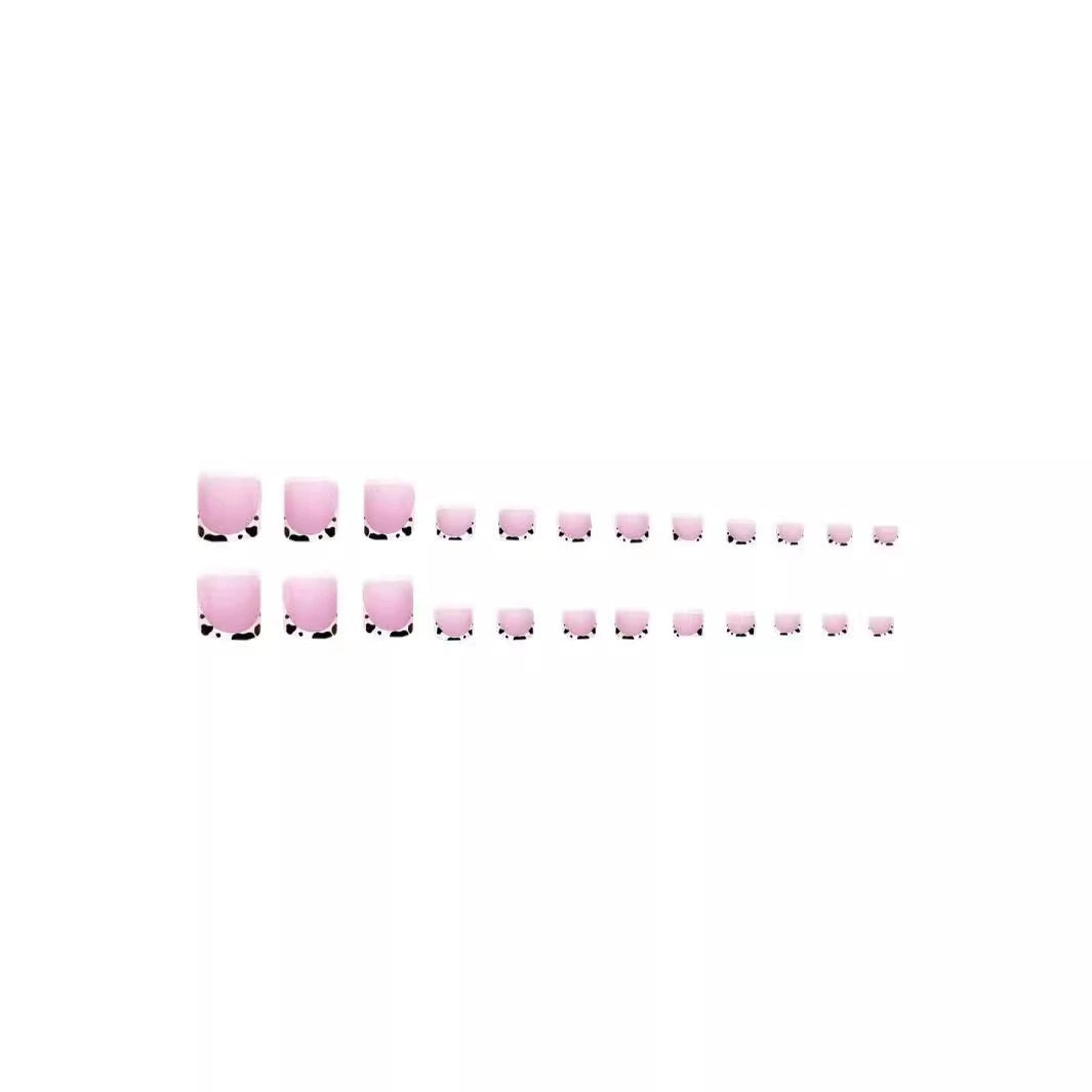 French Tip Press-On Nail Art with Cow Print Accents Acalora