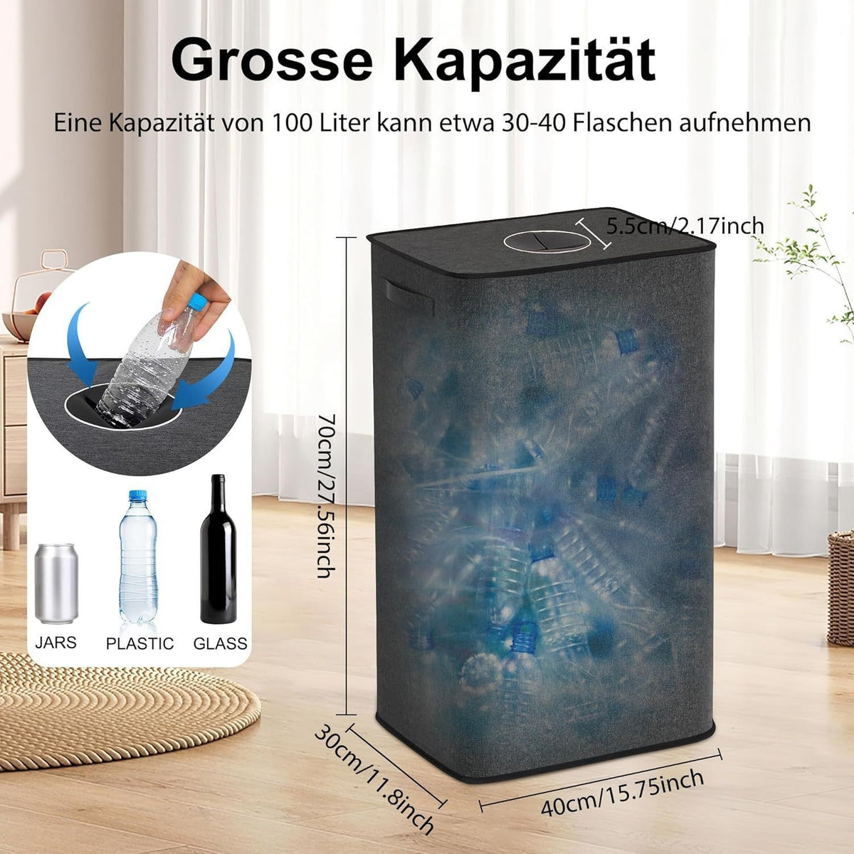 Laundry basket with removable inner bag Acalora