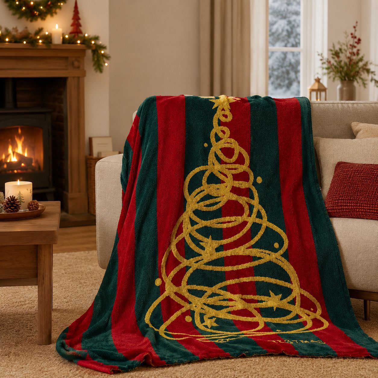 Cozy Holiday Snowflake Throw Blanket