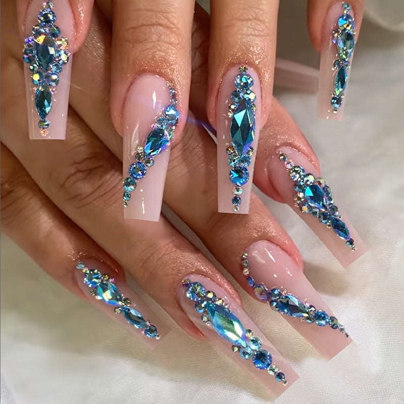 Decorative Press-On Nail Art Set with Gemstone Accents Acalora