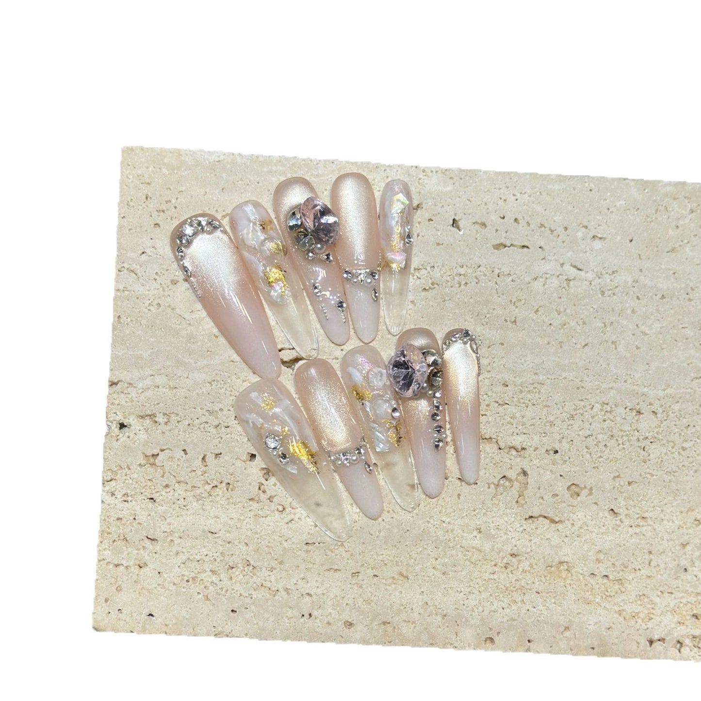Glamorous Stiletto Press-On Nail Set with Rhinestone Embellishments Acalora