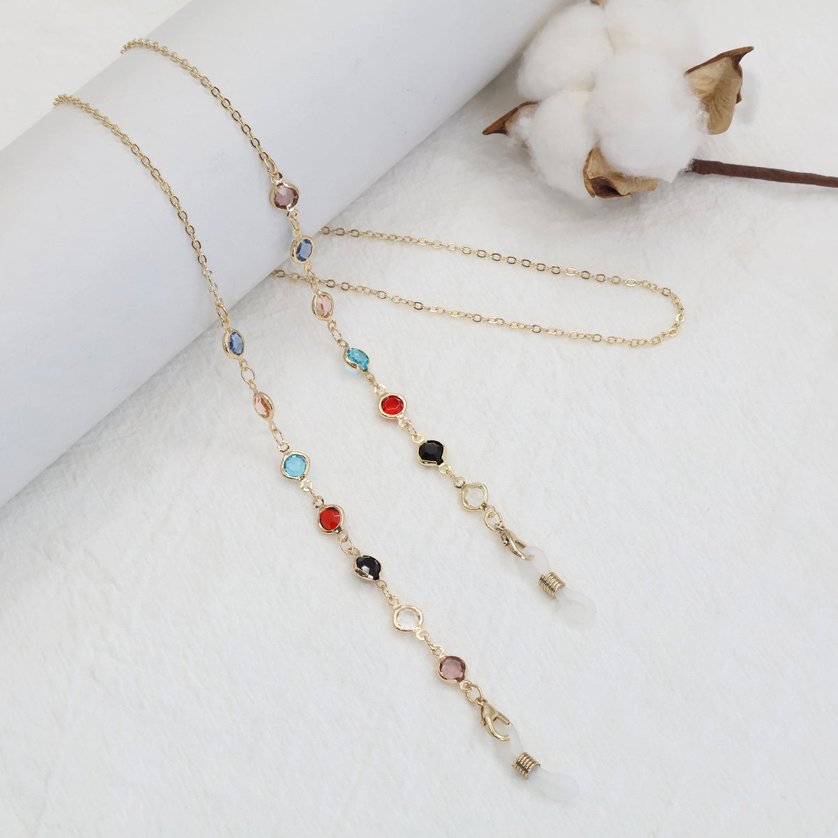 Multicolor Gemstone Eyewear Chain Acalora