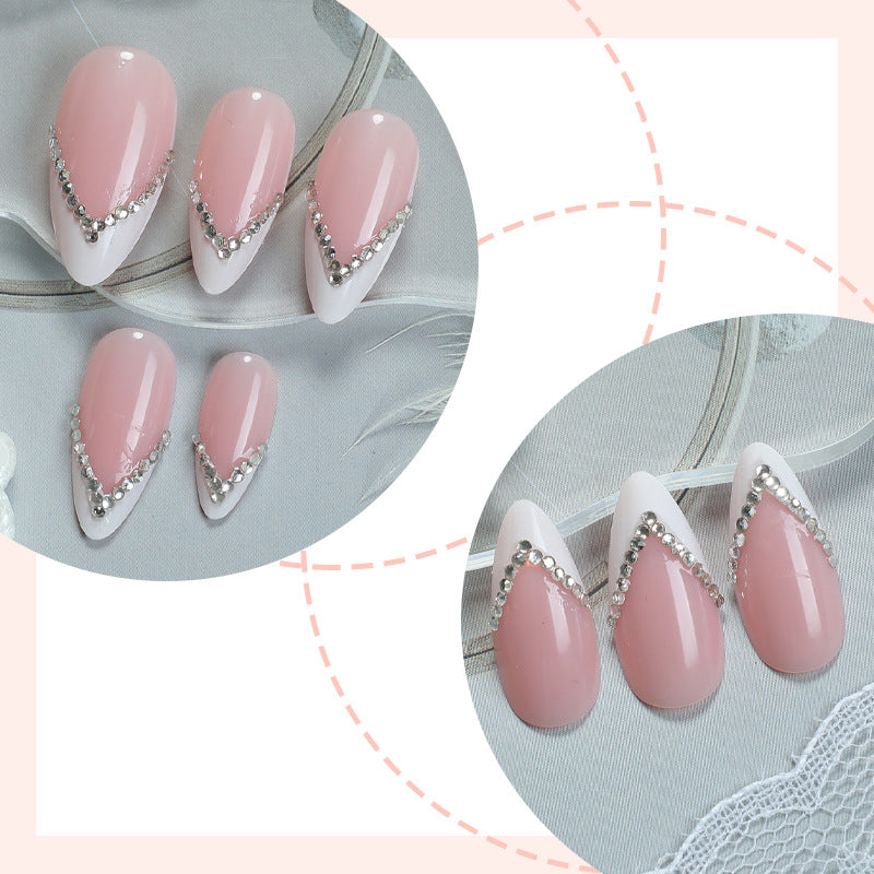 Elegant Pointed Press-On Nails with Rhinestone Accents Acalora
