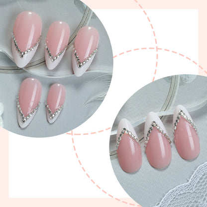 Elegant Pointed Press-On Nails with Rhinestone Accents Acalora