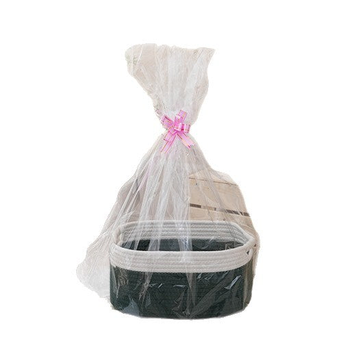 Natural storage basket with ribbons Acalora