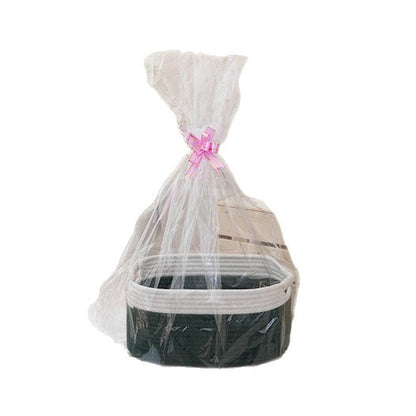 Natural storage basket with ribbons Acalora