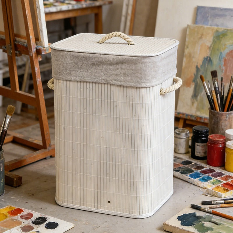 High-quality bamboo laundry container with lid Acalora