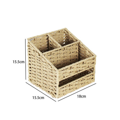 Multi-Sectional Woven Storage Basket Acalora