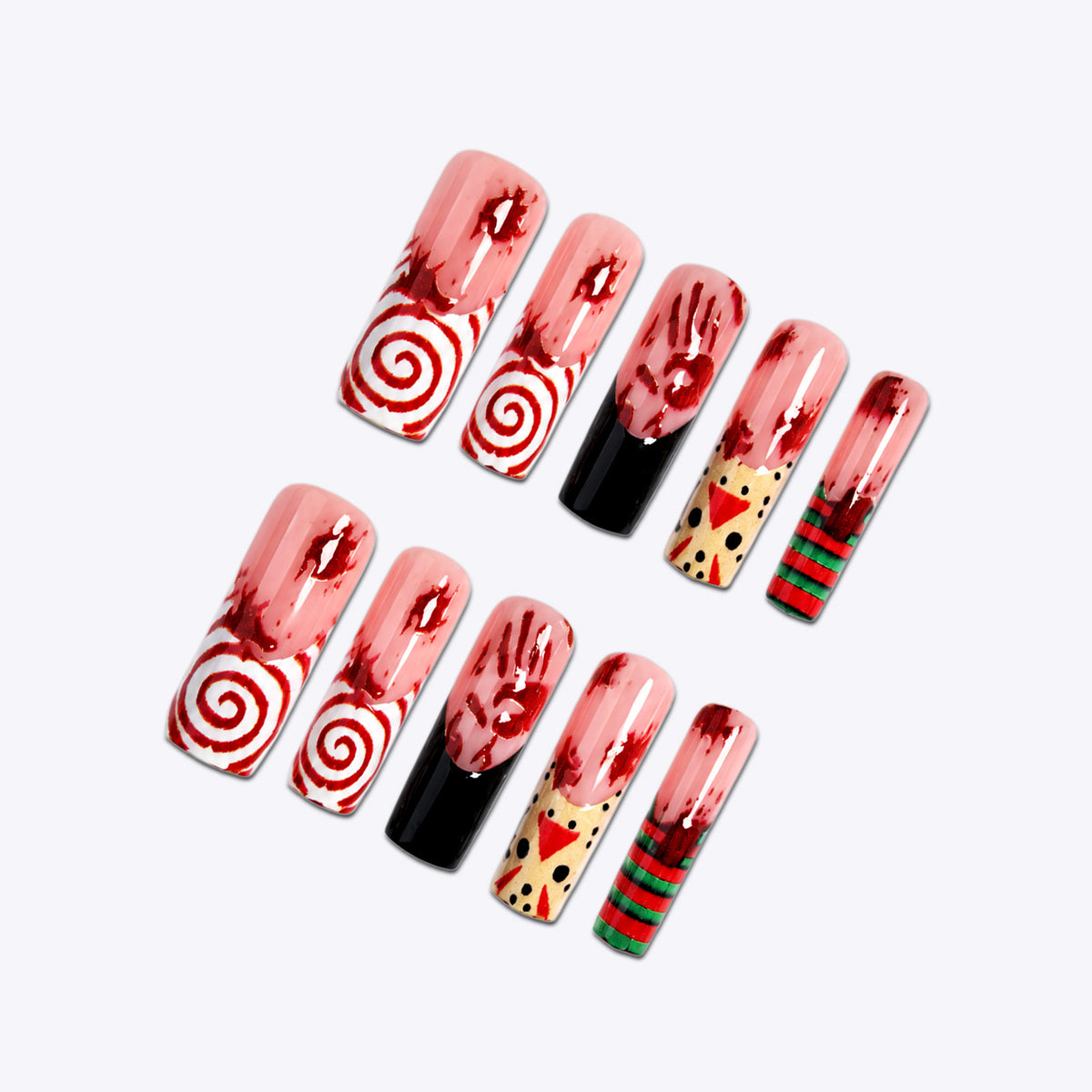 Artistic Holiday-Themed Press-On Nail Set Acalora