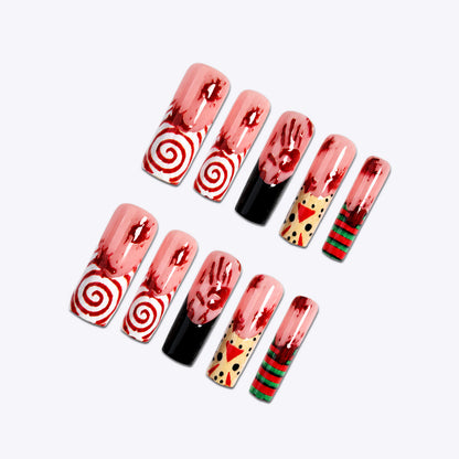 Artistic Holiday-Themed Press-On Nail Set Acalora