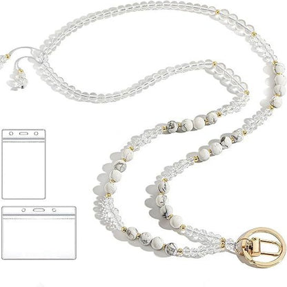 Beaded Lanyard with Retractable ID Holder Acalora