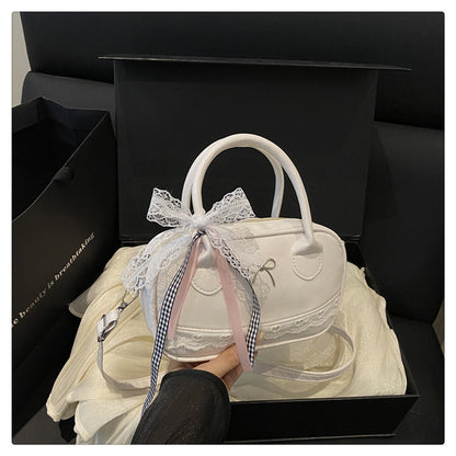 Elegant Lace-Trimmed Bow Handbag Acalora