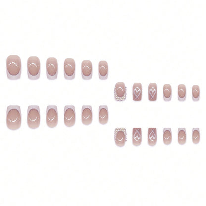 Decorative Rhinestone and Heart Design Press-On Nails Acalora